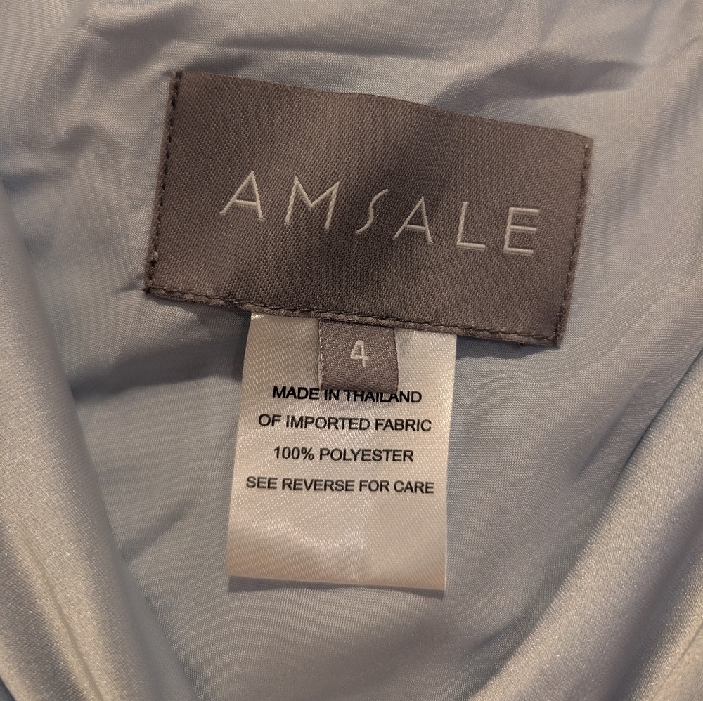 BHLDN Amsale One-Shoulder Satin Midi Dress Ice Blue Gown Size 4 NWOT - Picture 6 of 13